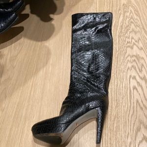 Thigh high real leather boots